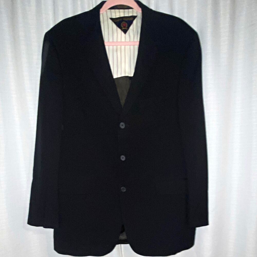 Tommy Hilfiger Men’s Black blazer Suit 3-Button 42R Jacket 34x32